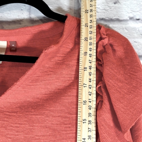 Pilcro Anthropologie Cozy Ruffle Popover Top Bright Red Size XS - Picture 9 of 9